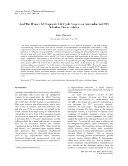 And The Winner Is! Corporate Life Cycle Stage as an Antecedent to