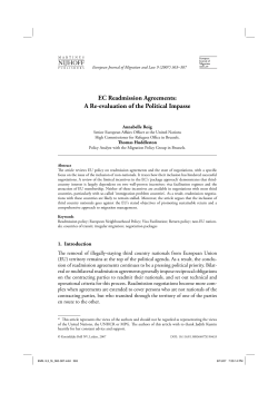 EC Readmission Agreements: A Re-evaluation of the