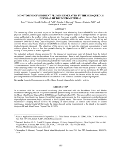 Monitoring of Sediment Plumes Generated by the Subaqueous