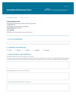 Invention Disclosure Form - Partners HealthCare Innovation