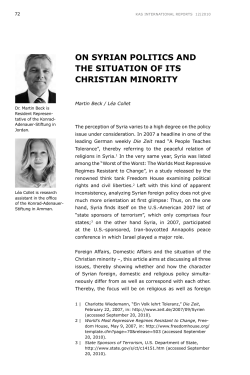 On Syrian Politics and the Situation of its Christian Minority