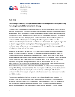 April 2012 Developing a Company Policy to Minimize Potential