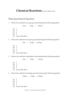 Chemical Reactions Worksheet