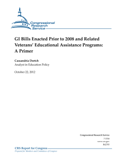 GI Bills Enacted Prior to 2008 and Related Veterans` Educational