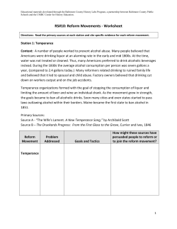 RS#10: Reform Movements - Worksheet