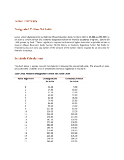 Lamar University Designated Tuition Set Aside Set Aside Calculations