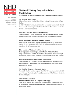 National History Day in Louisiana Topic Ideas