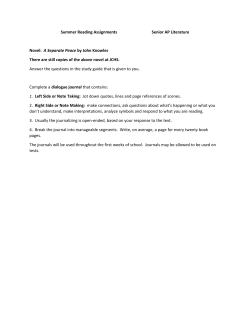 Summer Reading Assignments Senior AP Literature Novel: A