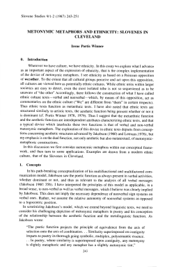 METONYMIC METAPHORS AND ETHNICITY: SLOVENES IN