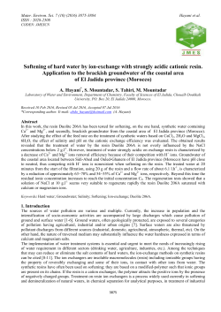 Softening of hard water by ion-exchange with strongly acidic cationic