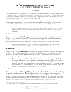 AP&reg; ENGLISH LANGUAGE AND COMPOSITION 2009