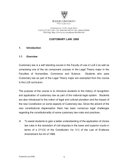 Customary Law - Rhodes University