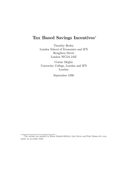 Tax Based Savings Incentives