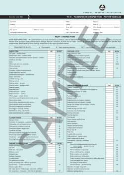 maintenance inspection &ndash; motor vehicles