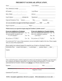 PRESIDENT`S SCHOLAR APPLICATION