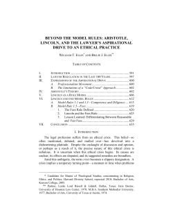 Beyond The Model Rules: Aristotle, Lincoln, And The Lawyer`s