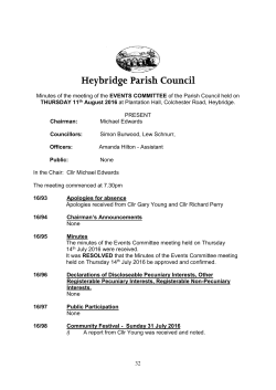 32 Minutes of the meeting of the EVENTS COMMITTEE of the Parish