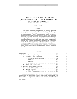 toward meaningful cable competition: getting beyond the monopoly