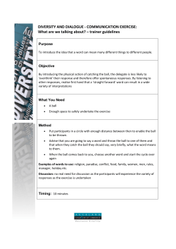 DIVERSITY AND DIALOGUE - COMMUNICATION EXERCISE: What