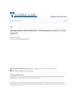 Humanism Goes to Law School - Digital Commons @ Touro Law