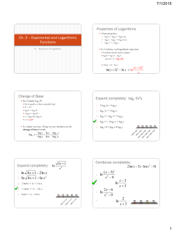 3.3 Properties of Logarithms