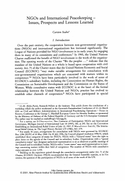 NGOs and International Peacekeeping