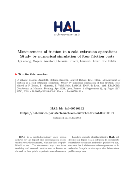 Measurement of friction in a cold extrusion operation: Study by