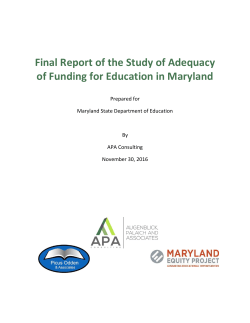 Adequacy Study of Funding for Education in Maryland