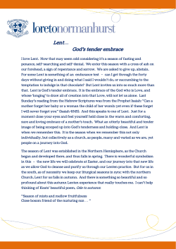 Lent&hellip; God`s tender embrace