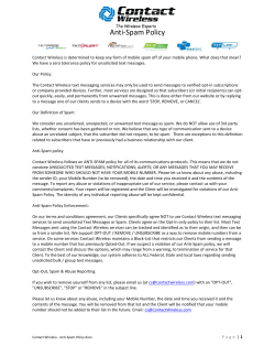 Anti-Spam Policy - Contact Wireless