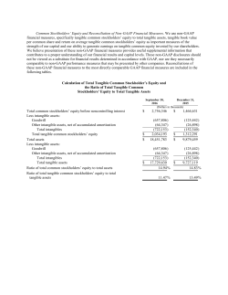 Common Stockholders` Equity and Reconciliation of Non