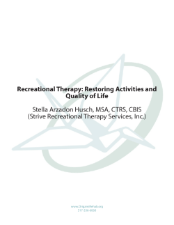 Recreational Therapy: Restoring Activities and Quality of Life Stella