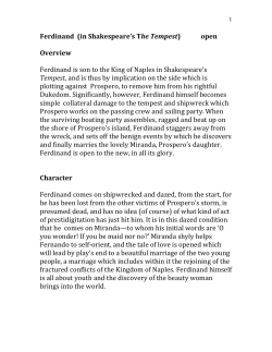 Ferdinand (in Shakespeare`s The Tempest)