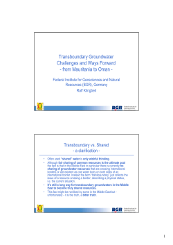 Transboundary Groundwater - Challenges and Ways Forward
