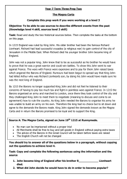 Source A: The Magna Carta, signed on June 19th 1215 at