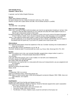 OUP HOUSE STYLE (Updated 1 March 2017) In general, use the