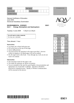 Energy, Atmosphere and Hydrosphere June 2008