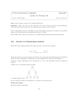 Lecture 16: February 26 16.1 Section 4.3 Substitution method