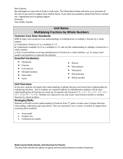 Unit Name: Multiplying Fractions by Whole