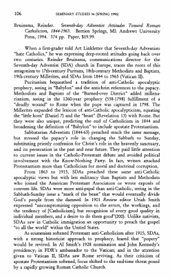 Seventh-day Adventist Attitudes Toward Roman Catholicism, 1844