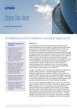 China Tax Alert - Issue 35, November 2016 - BEPS