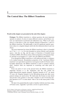 2 The Central Idea: The Hilbert Transform