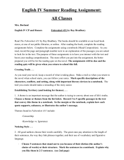 English IV Summer Reading Assignment: All Classes