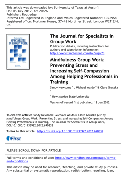 Mindfulness Group Work: Preventing Stress and Increasing Self