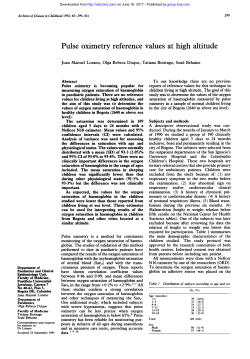 Pulse oximetry reference values at high altitude