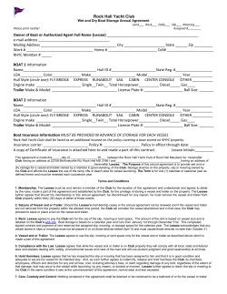 Rock Hall Yacht Club Owner of Boat or Authorized Agent Full Name