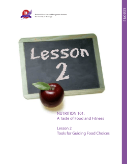 NUTRITION 101: A Taste of Food and Fitness Lesson 2 Tools