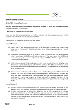 Debt Listings Requirements