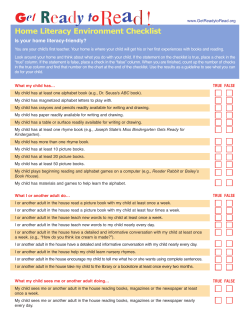 Home Literacy Environment Checklist