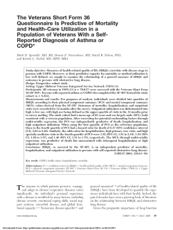 The Veterans Short Form 36 Questionnaire Is